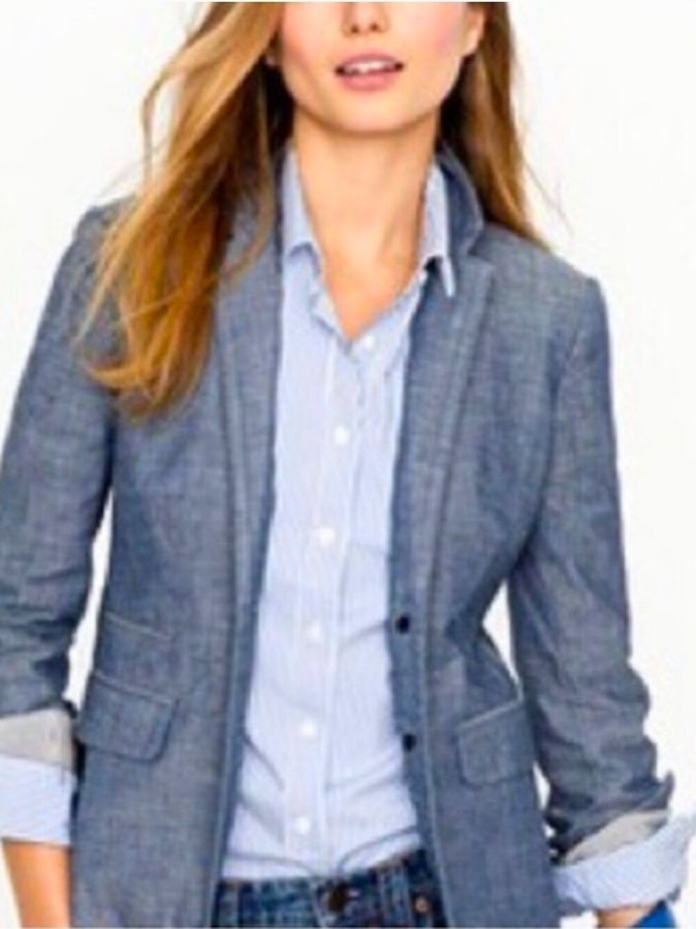 J. Crew Cotton Chambray Blazer sz 6